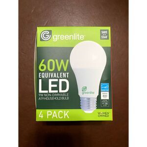 Greenlite 60W Equivalent A19 LED Bulb - 4 Pack  (100 Packs available)